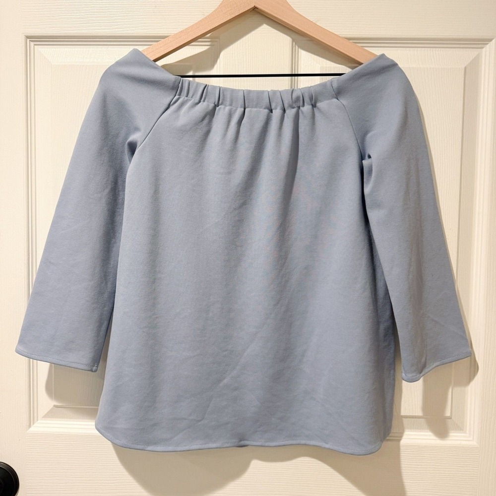 Tuckernuck Miranda Coastal Resort Off the Shoulder Wide Neck Top Blue XS Chic - Picture 3 of 10